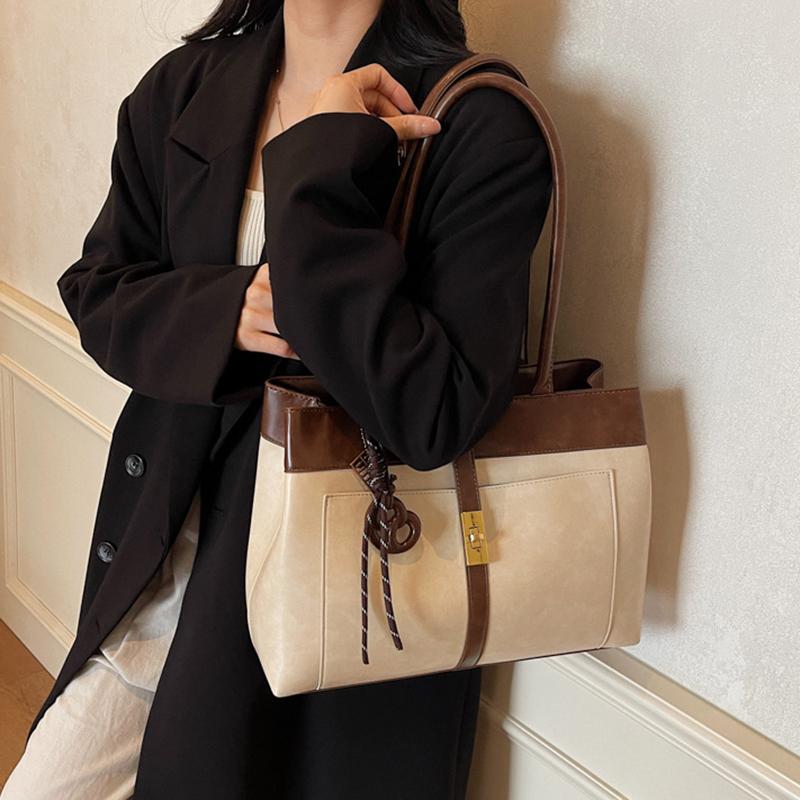 Yogodlns Geantă de mână nouă Geantă de damă Navetă Muncă Capacitate mare Geantă tote de umăr la modă Retro