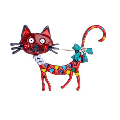 Trendy Cartoon Enamel Cat Brooches For Women Trendy Unique Design Colorful Humorous Animal Brooch Pins Jewelry Party Gifts