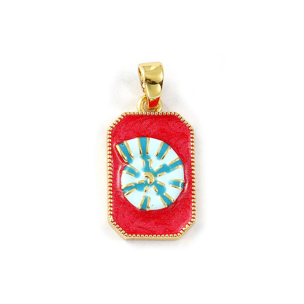 2Pcs Brass Pendants 18K Gold Plated Enamel Octagon Pearlescent Sun Coconut Tree Conch Tulip Pendants Necklace DIY 3cm X 1.4cm