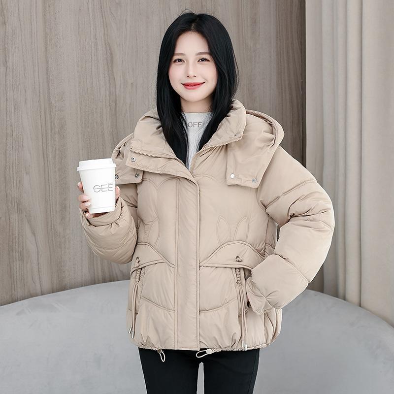 Warm Cotton Jacket Women's Short 2025 Winter New Design Pockets Loose Plus Size Thickened Padded Jacket Hooded Jacket