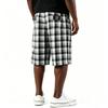 Men's Casual Loose Fit Plaid Shorts Lightweight Breathable Cotton Blend Fabric with Elastic Waistband and Side Pockets for Everyday Wear