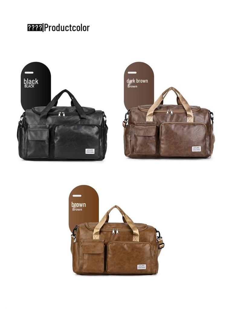 Unisex PU Leather Sports Bag with Wet/Dry Separation, Oxford Cloth, Shoulder Strap for Travel & Fitness