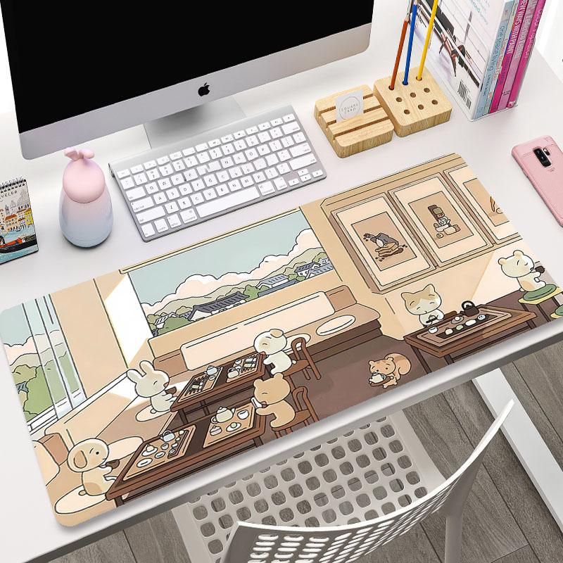 Kawaii Mousepad XXL Custom Home Computer Keyboard Desk Pad Green Plant Desk Mats Laptop Anti-slip Table Mat Cute Bunny Mouse Pad