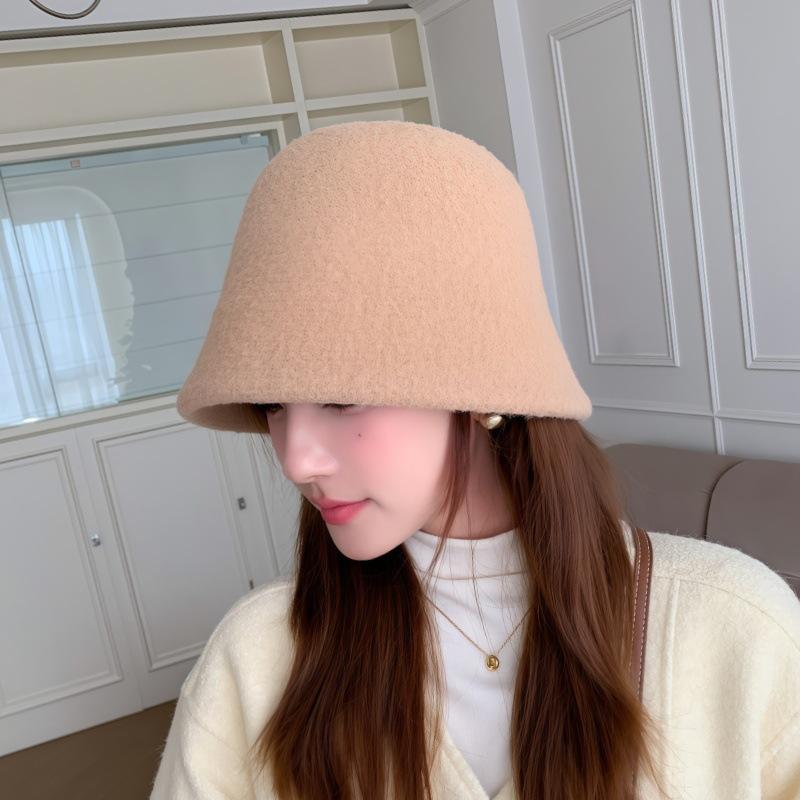 

New Hat Women s Fashion Autumn and Winter Korean All Match Fisherman Hat Solid Color Warm Basin Hat Temperament and Face Small Bucket Hat one size fits all
