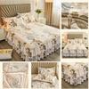 3PC Printed Bed Skirt Set 1Bed Skirt+2Pillowcases Floral Lace Bed Skirt Breathable Soft Bed Cover Bedding Set 360 ° Anti Slip Mattress Protector Cover