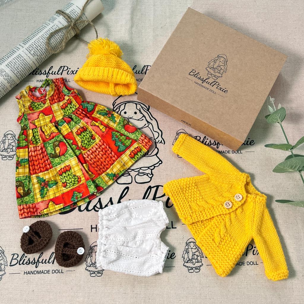 BlissfulPixie Handmade Waldorf Doll Clothes 30cm Clothes Set Lovely Box Girls Christmas Birthday Gift Ariana Clothes Accessories -