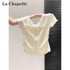Women's Pleated Waist Faux Two-Piece Lace-Paneled T-Shirt