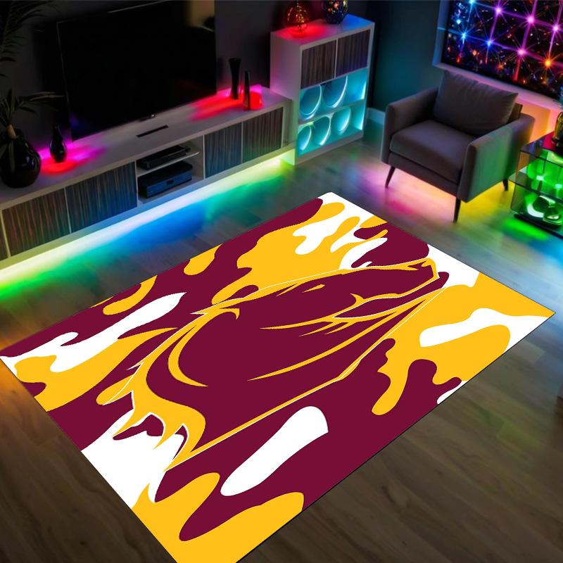 Brisbane Broncos Design Crystal Velvet Carpet Cozy Non?Slip Printed Rug For Bedroom Living Room Entrance