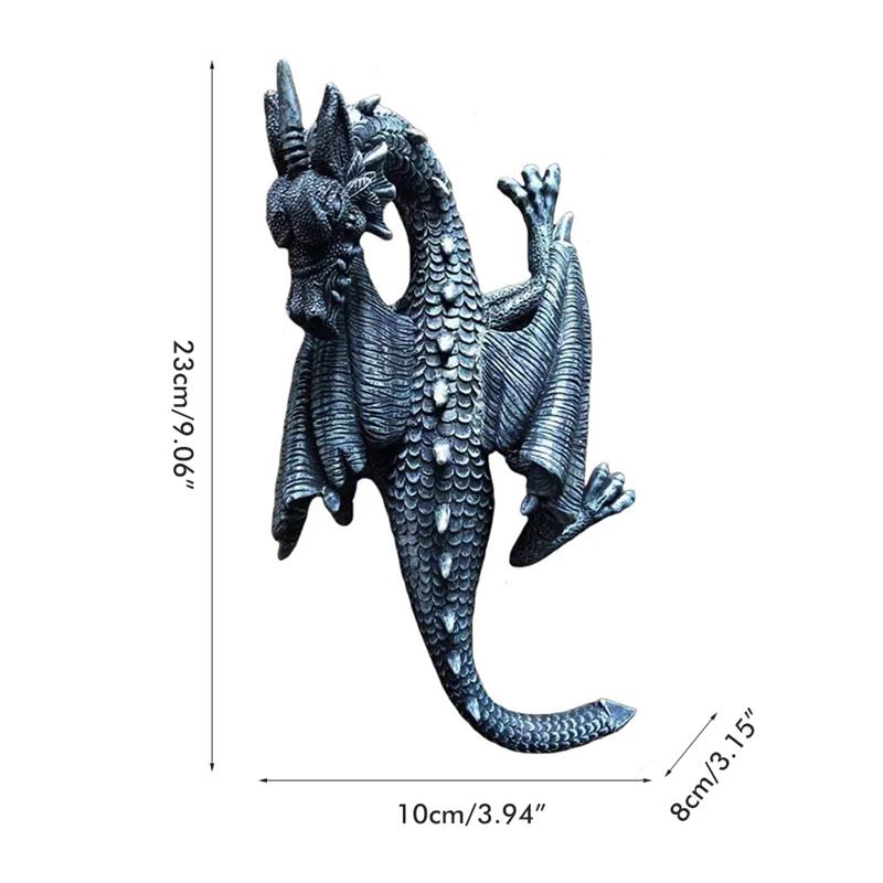 Resin Sculpture Flying Dragon Figure Wall Hanging Decor Monster Models Villa Home Figurines Outdoor Garden Decoration