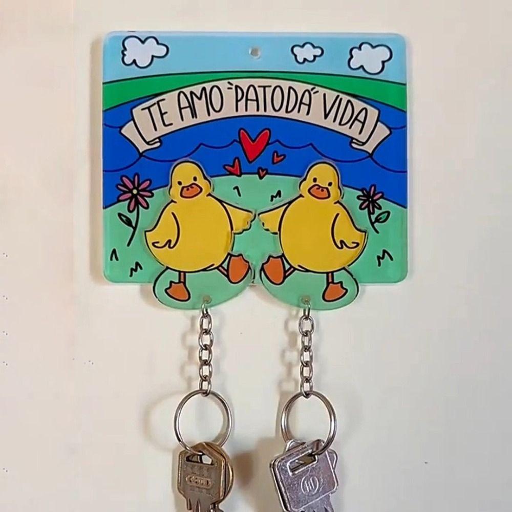 Plastic Creative Keychain Cartoon Couple Keychains Duckling Keychain Bag Accessories