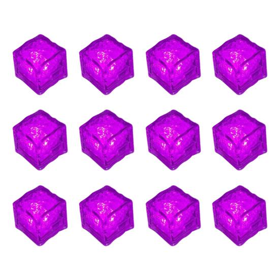 12 Pcs Glowing Ice Cubes Water Activated Color Changing LED Lights Submersible Bar
