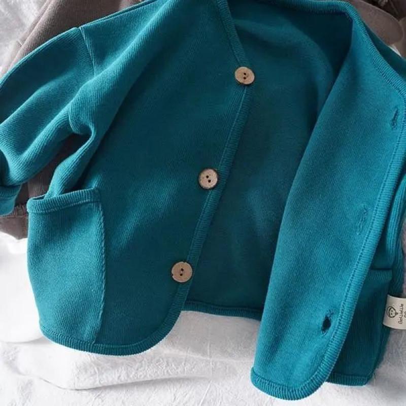 Herbst Kinder Langarm Strickjacke Baby Baumwollmantel für Jungen Mädchen Einfarbig Jacke Kinder Freizeitstrickjacke Kinderkleidung