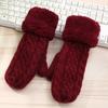 Women's Cozy Fleece Wool Knit Mittens, Grey, 10cm x 23cm