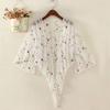 White Pink Women Floral Embroidery Sheer Cover Up Shirts Long Sleeve See Through Cardigan Blouse Beach Boho Shawl Bathing Suit Mesh Women's