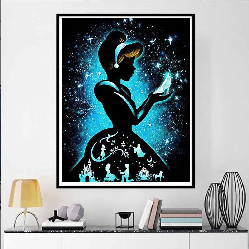 Disney Diamond Painting Cinderella Magical Silhouette Themed Decorative Painting Mosaic Handicraft Hobby DIY Gift Home Decoration Embroidery
