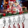 Stocking Holders for Mantle, Set of 5 Christmas Stocking Holders for Fireplace, Stocking Hangers for Mantel, Snowflake Reindeer Tree Santa Stocking