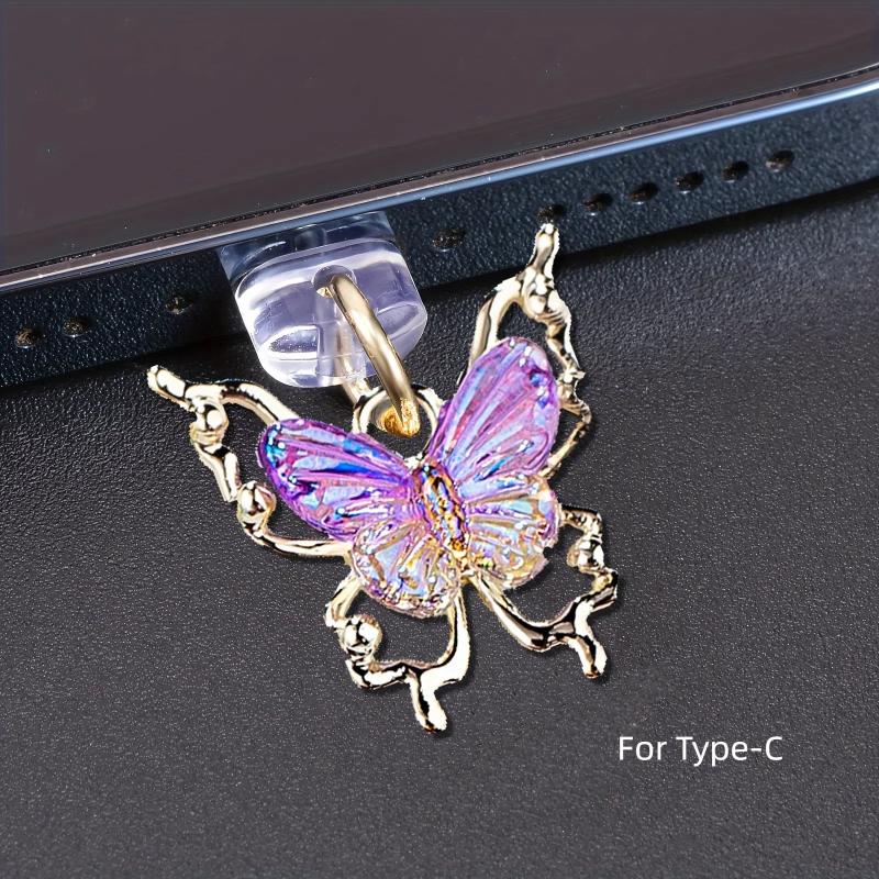 

Блестящая Бабочка Заглушка от Пыли для Телефона Аксессуары Украшение Подвеска для Подвешивания Для iPhone Для Samsung Порт Зарядки Type-C