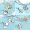 Copper New Christmas Charms Elk Santa Claus Bead Snowflake Bell Snowman Charm Fit Original Bracelet Diy Jewelry For Women