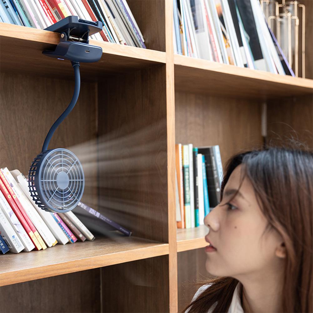 USB Rechargeable Clip On Desk Fan Mini Portable Desktop Fan for Car Office(Blue )