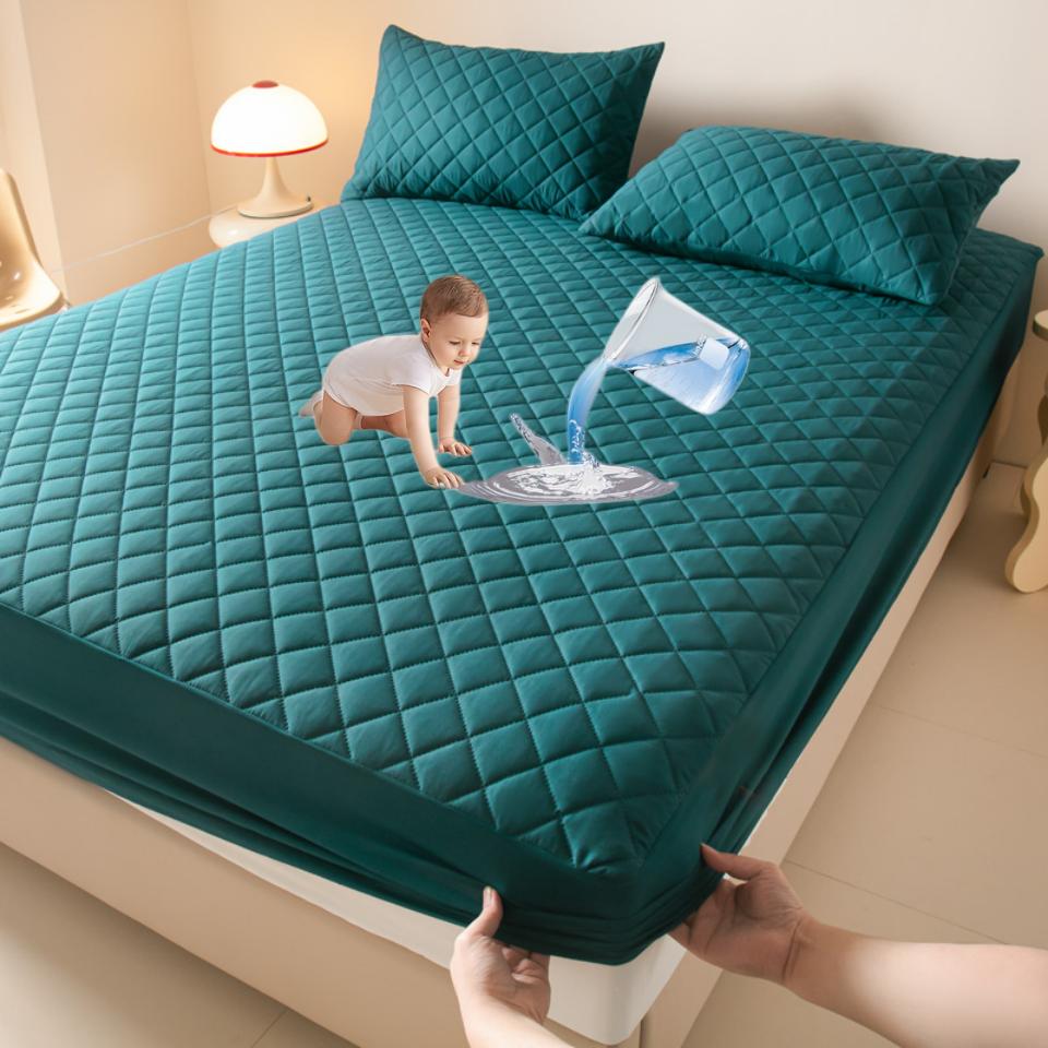 

2025 Водонепроницаемый наматрасник Антиклещевой Мягкий Удобный Дышащий Простыня на резинке Без наволочки 160x200x30cm зелёный