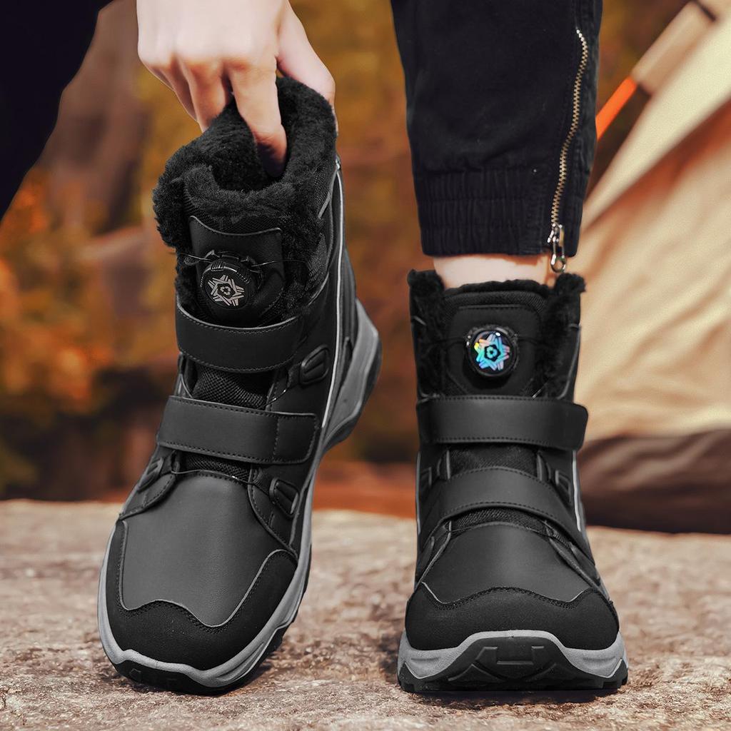 Women Winter Plus Snow Boots Men Medium Warm High Top Cotton Shoes Large Antiskid Solid Color