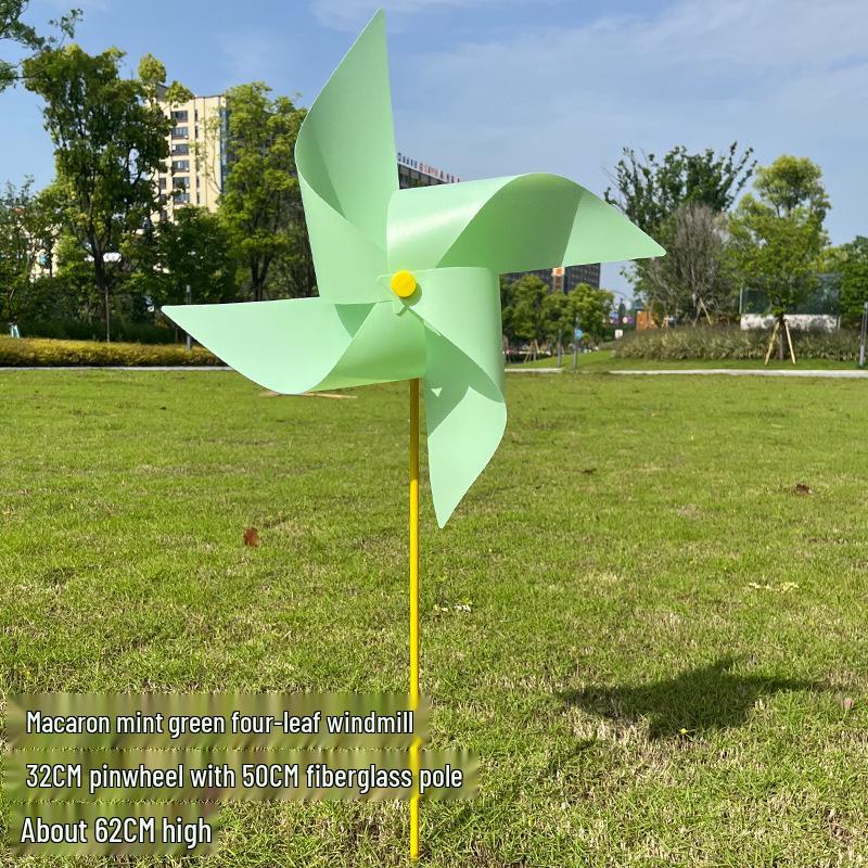 Colorful Macaron Seven-Color Children s Handheld Outdoor Pinwheel - Real Estate & Scenic Decor 32cm with 50cm Yellow Fiberglass