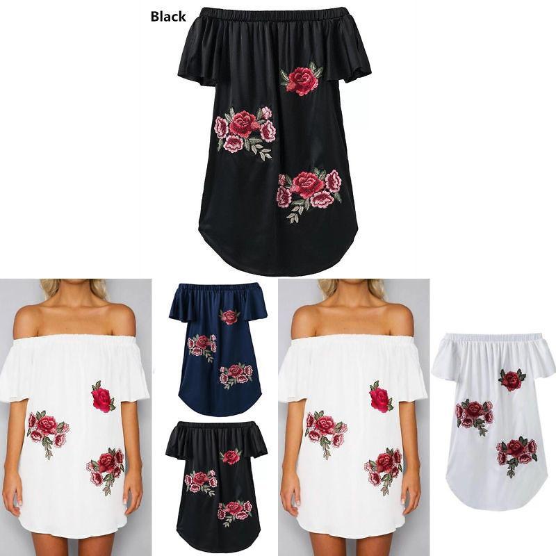 Elegant Floral Embroidered Off Shoulder Dress With Stylish One Shoulder Design