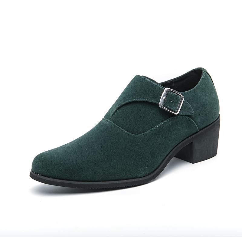 

Туфли на высоком каблуке, мужские замшевые формальные офисные кожаные туфли для мужчин, элегантные деловые туфли с подъемом на 6 см, мужская платформа 45 зелёный