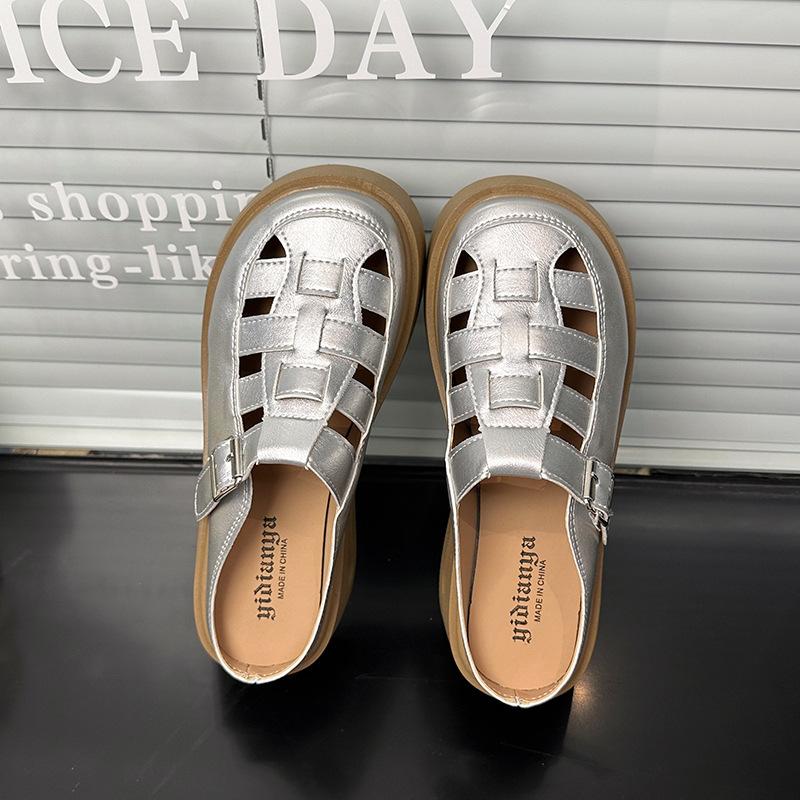 Roman Sandals Women's 2025 New Summer Single Shoes Versatile Bag Head Outer Wear with Skirt Bag Head Half Drag