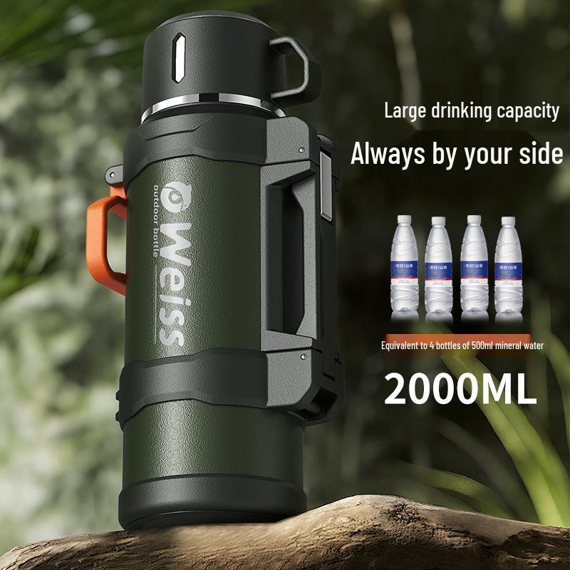 Food-Grade Thermos Flask with Tea and Water Separator - Large Capacity, Portable for Outdoor Use