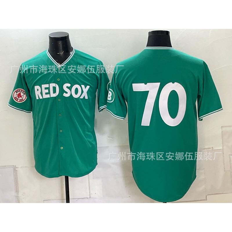 Maglietta da Baseball Unisex Ricamata Boston Red Sox Abbigliamento Sportivo Miscela di Cotone Traspirante Abbigliamento per tifosi