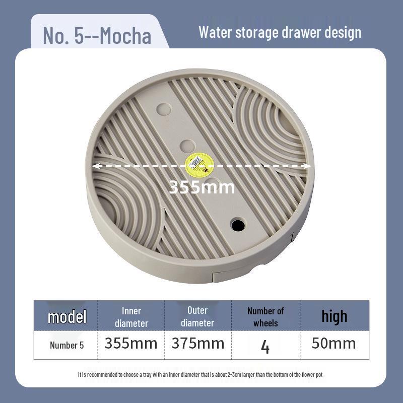 Round Movable Flower Pot Tray with Hidden Wheels and Breathable Bottom for Silent Plant Care