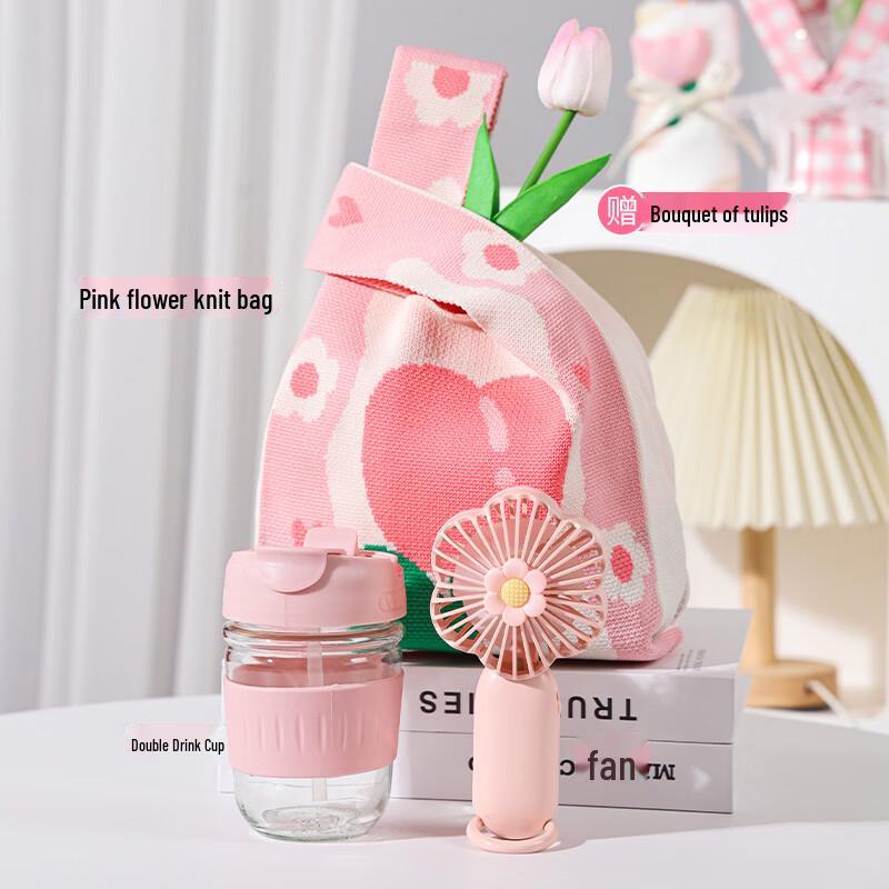 All-Occasion Gift Set: Dual-Drink Glass Cup & Mini Fan