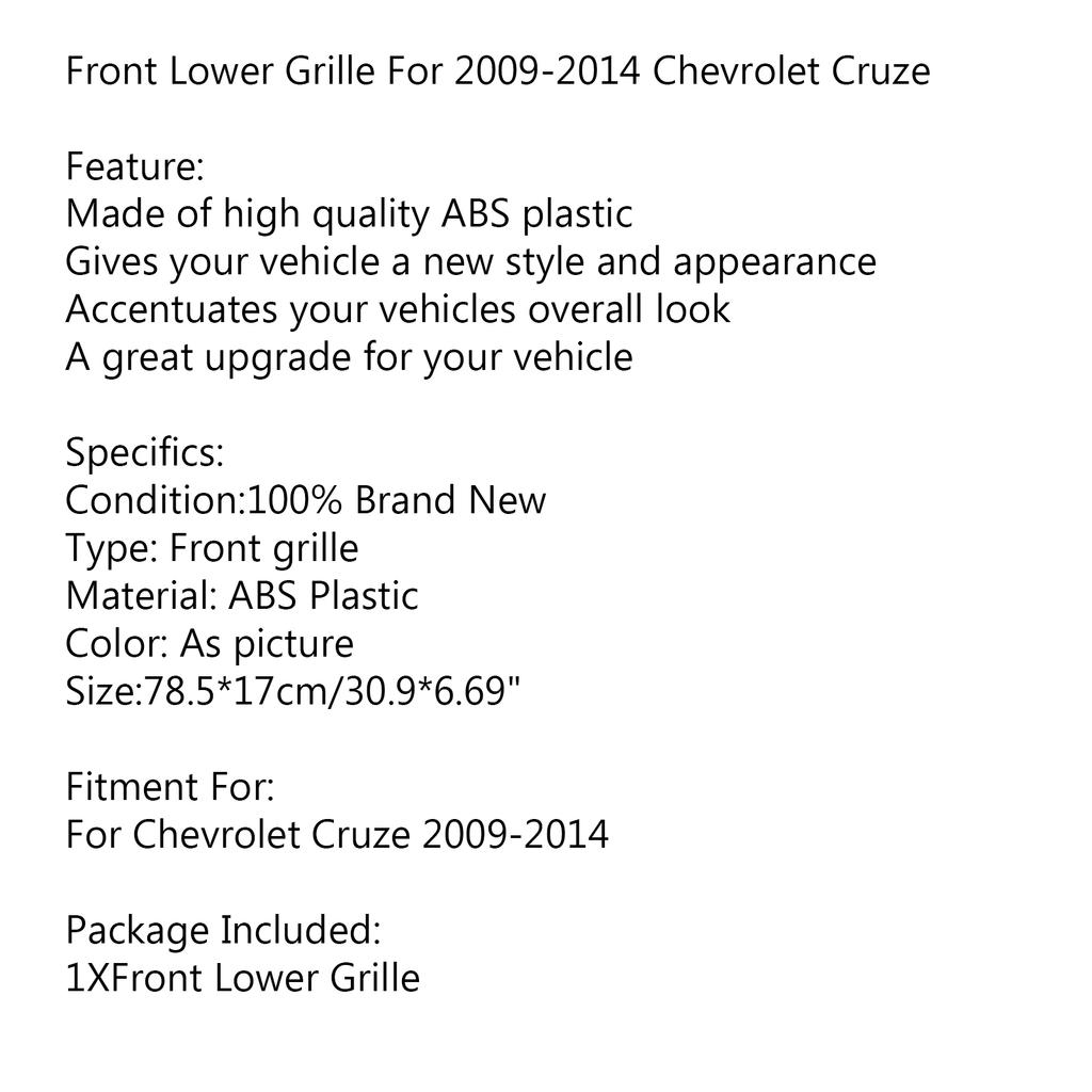 Front Lower Bumper Grille Grill Inserts Trim Covers Fit 2014 Chevy Cruze