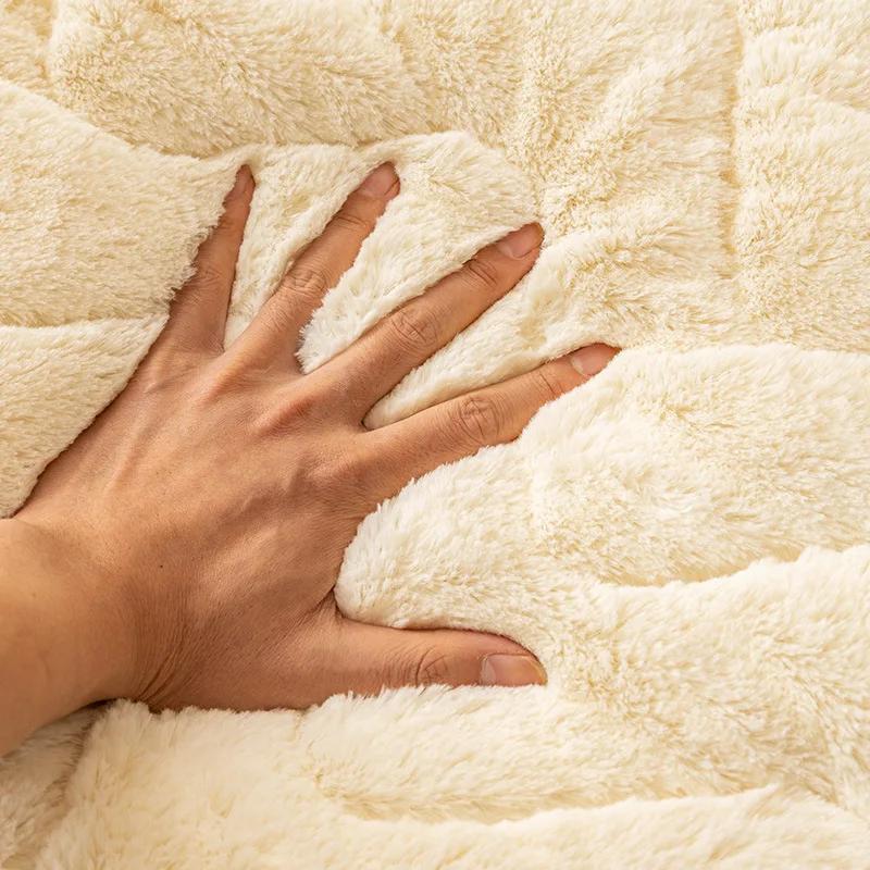 Thick Plush Couch Cushion Solid Color Stripes Sofa Towel Anti-slip Bay Window Mat for Living Room Decor Combination Sofa Cover