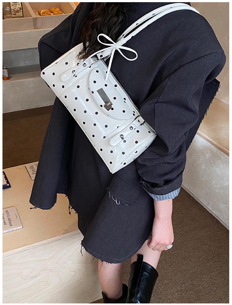 Women's 2026 Polka Dot PU One-Shoulder Crossbody Bag - Stylish & Simple Medium Size Handbag