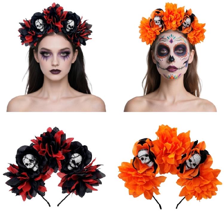 Day Of the Deads Headpiece Flower Crown Headband Mexicans Festival Florals Headpiece Halloween Cincos De Mayoes Costume