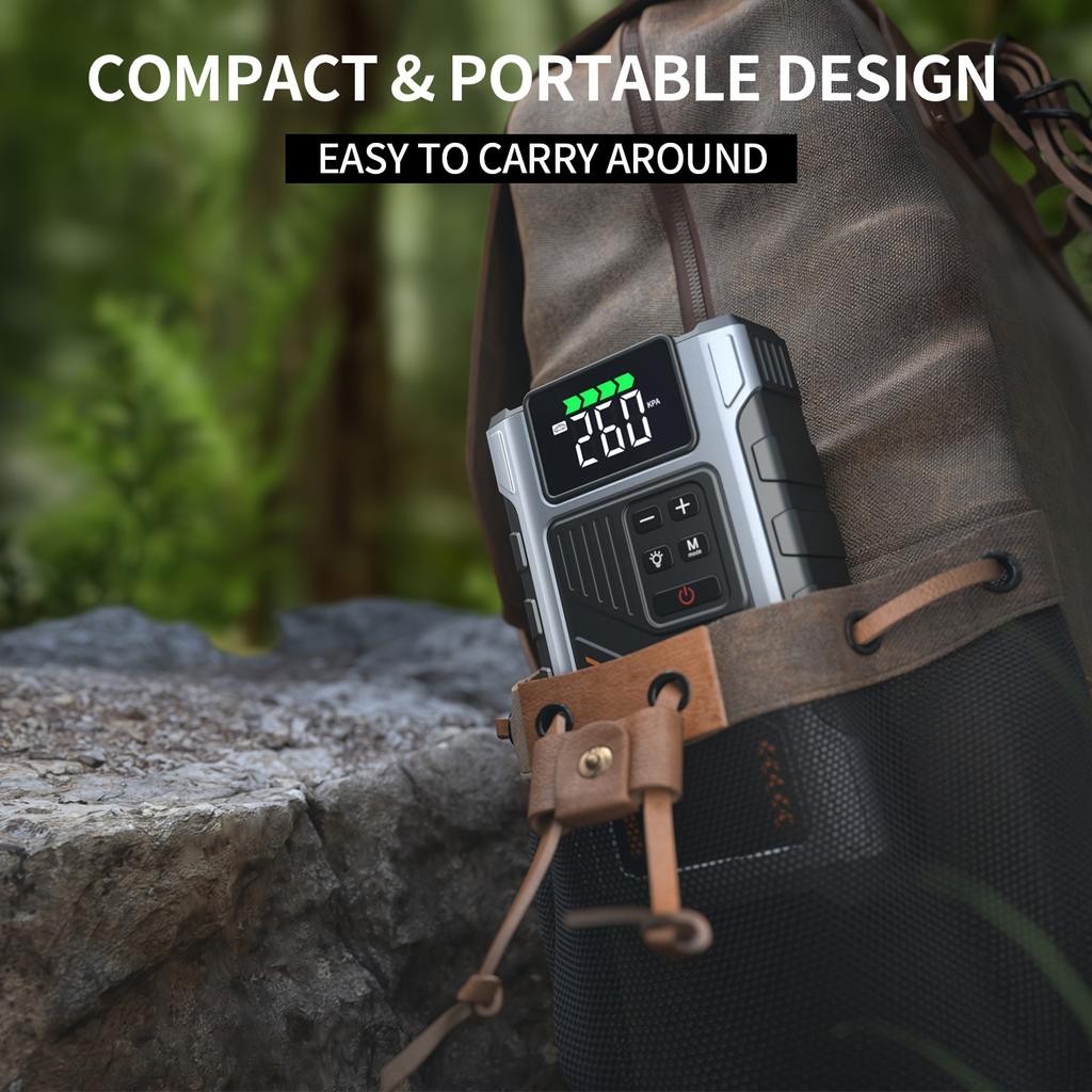 Portable Car Jump Starter with Air Compressor, Jump Starter Battery Pack, 5000A Peak with 150 PSI Tire Inflator, 12V Car Battery Jump Power Pack