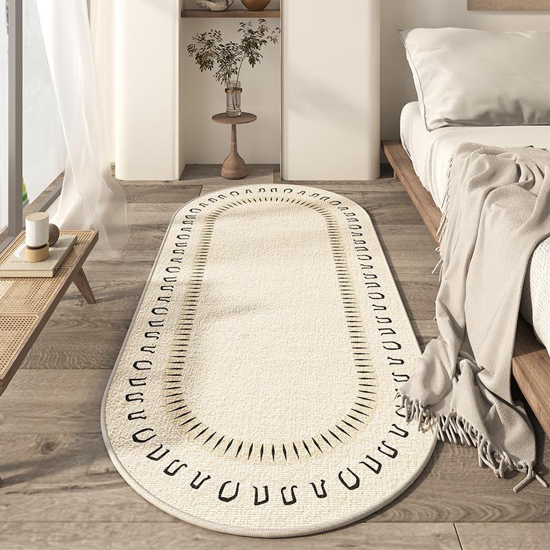 Oval Bedside Italian Minimalist Carpet Room Bedside Floor Mat Bedroom Wabi Sabi Master Bedroom Under The Bed Photo Mat