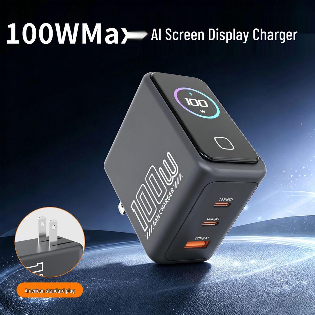 Încărcător rapid multi-port AI de 100W din nitrură de galiu pentru laptopuri, tablete și telefoane