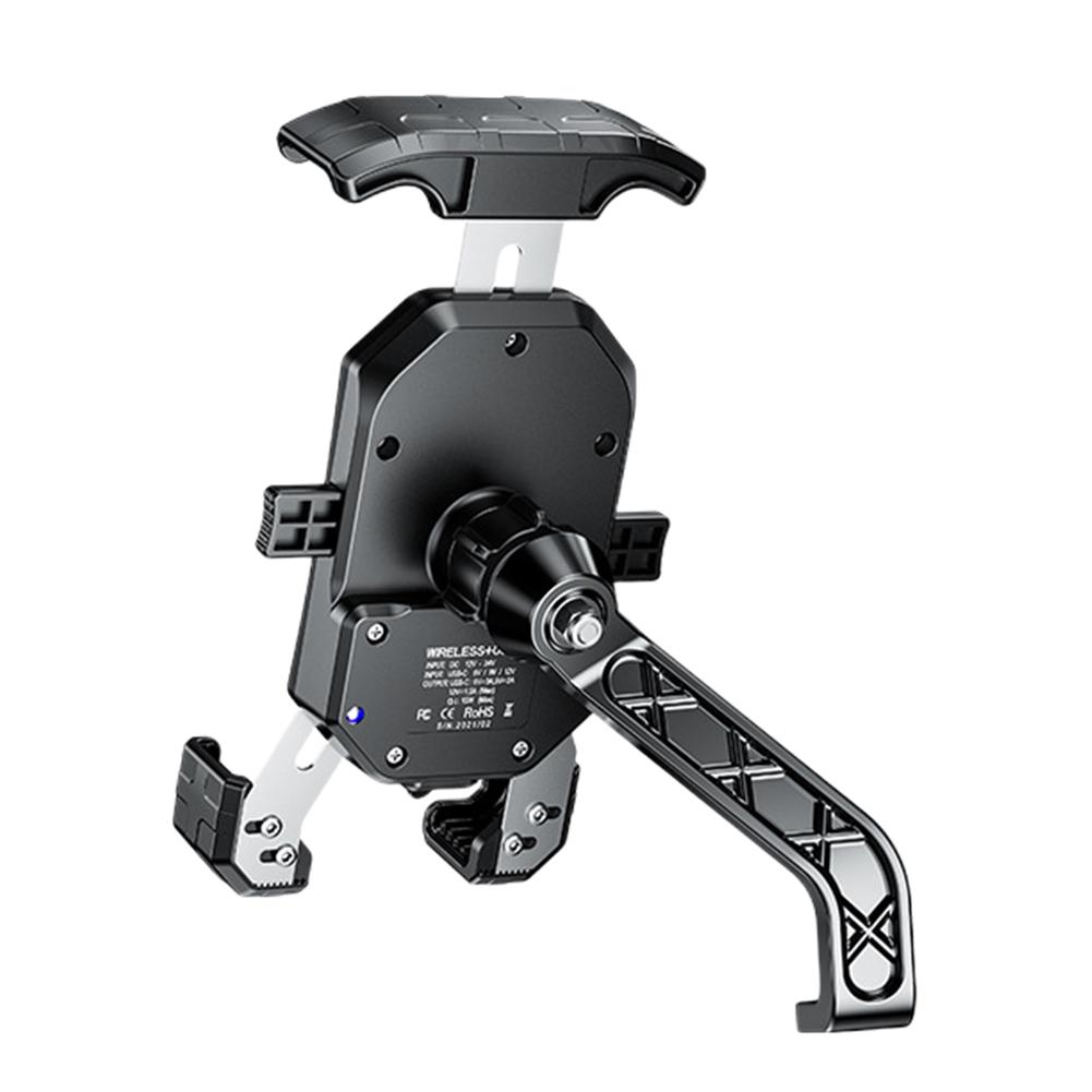 15W Wireless Charger Motorcycle Phone Holder USB QC2.0/3.0 Cell Phone Holder Motorbike Phone Support for Electric Bike Motorbike