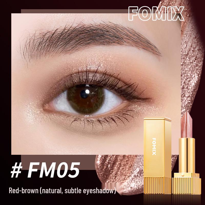 FOMIX Two-Tone Silky Eyeshadow Stick: Shimmer/Matte, Highlights, Fine Sparkle, Long-Lasting Earth Tones, Lazy Application.