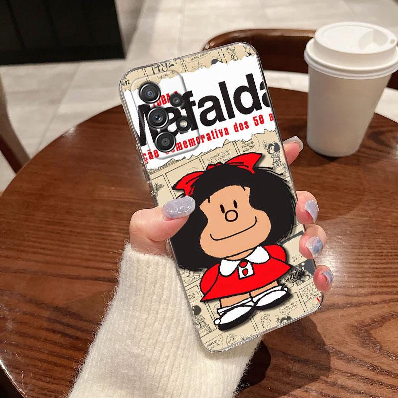 Clear Case For Samsung Galaxy A57 A37 A56 5G A36 Cases A55 A54 A35 A26 A07 A17 A16 A06 A34 A15 Soft Cover Mafalda Cartoon Girl