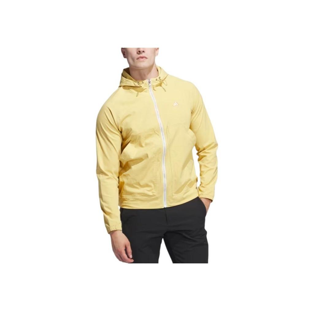 Adidas Go-To Utility Dwr Golf Soft Hooded Jacket With Small Logo Zipper Design Long Sleeve Men Jackets Oatmeal IT2359