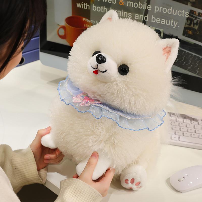 Roztomilý pes Pomeranian plyšová hračka skutečný život plyšová zvířátka měkké štěně mazlíček panenka děti děti dívky krásný dárek k narozeninám