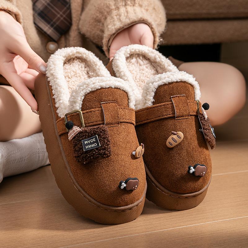 Winter new women's outer wear thick-soled heightening plush warm fashion plush one-pedal cotton shoes