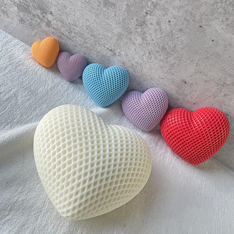 3D Woven Love Candle Silicone Mold Heart-shaped Candle Making Kit Handmade Plaster Soap Chocolate Cake Decoration Baking Tools