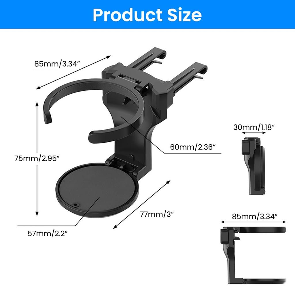 Car Air Vent Cup Holder Folding Snap-On Drink Holder for Bottles Up To 8 Cm
