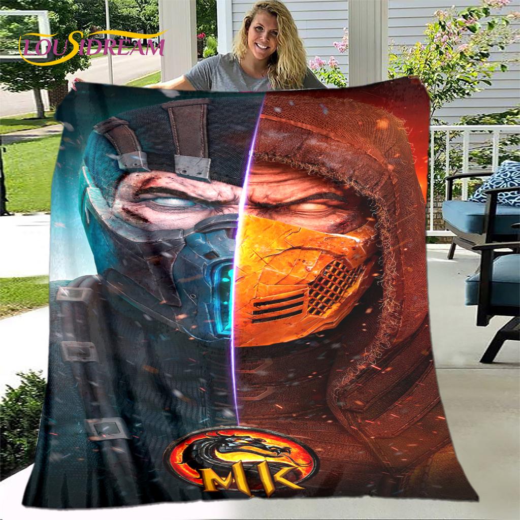 New Cartoon Mortal Kombat Blanket,Flannel Blanket Throw Blanket,Soft Warm Blanket for Living Room Bedroom Beds Sofa Decor Gift