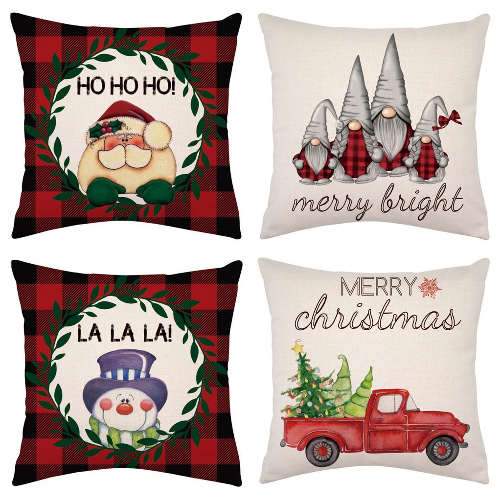 Popular Christmas Pillowcases for Holidays Santa Claus Linen Home Decoration Pillowcases
